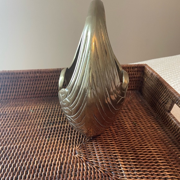Vintage Art Deco Brass Swan Planter With Handle - Picture 3 of 7